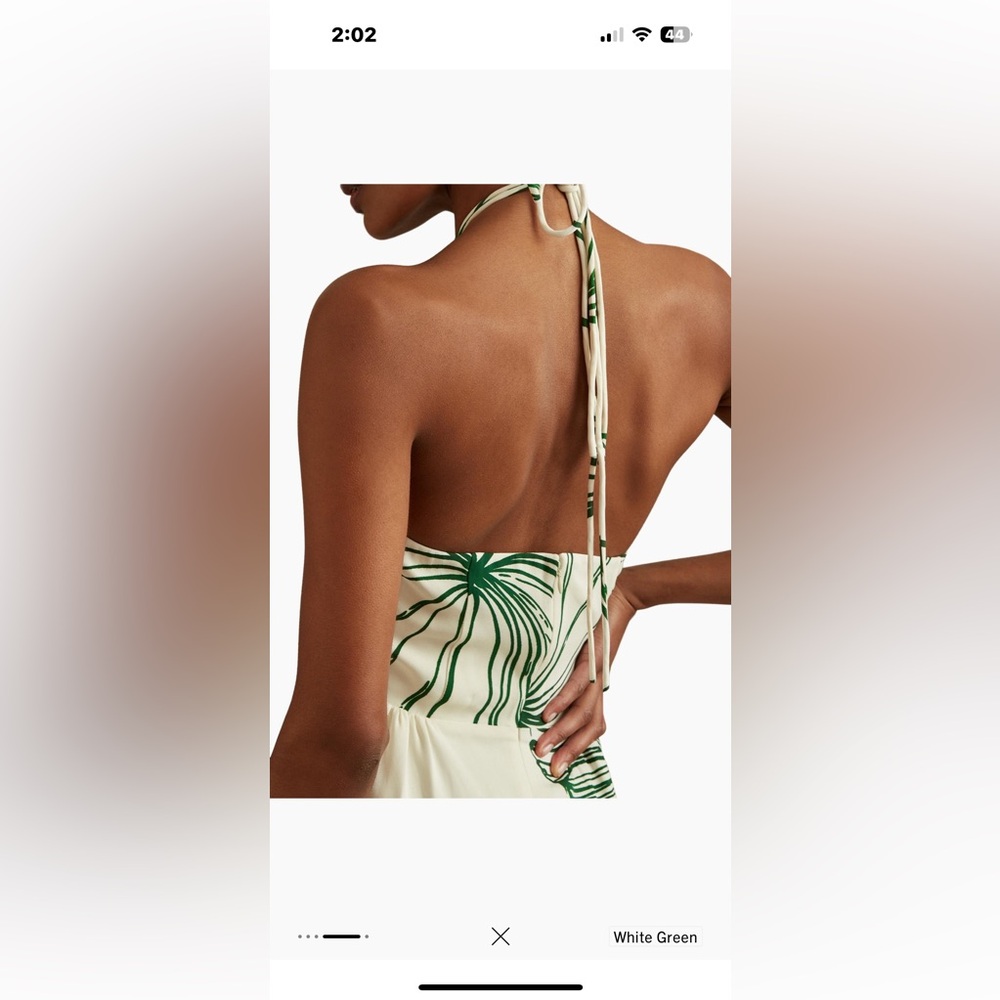 Reiss Lexi Shell halter dress -Elegant Green Leaf Print Maxi Dress. NWT - Picture 4 of 6